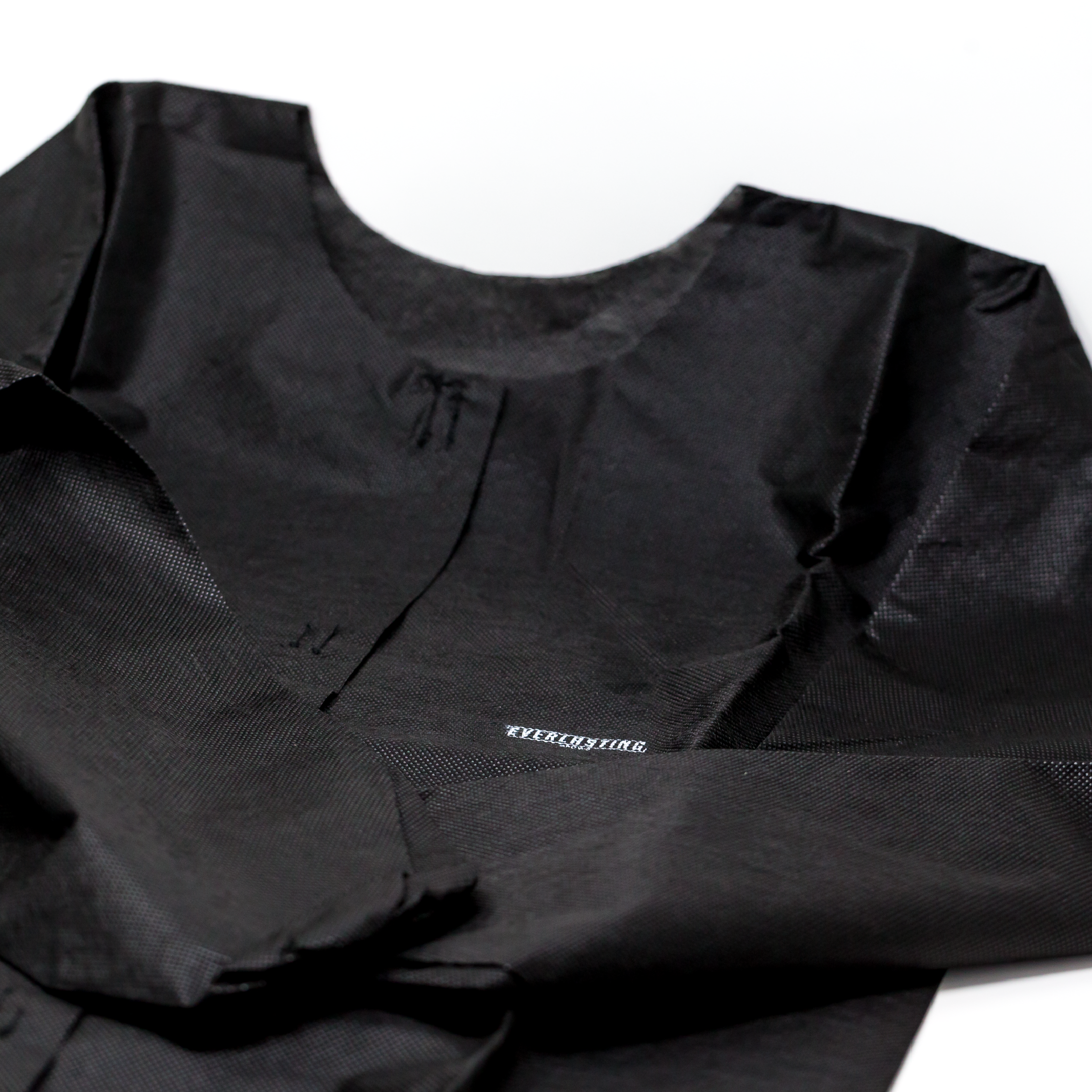 black disposable medical coat with everlasting branding